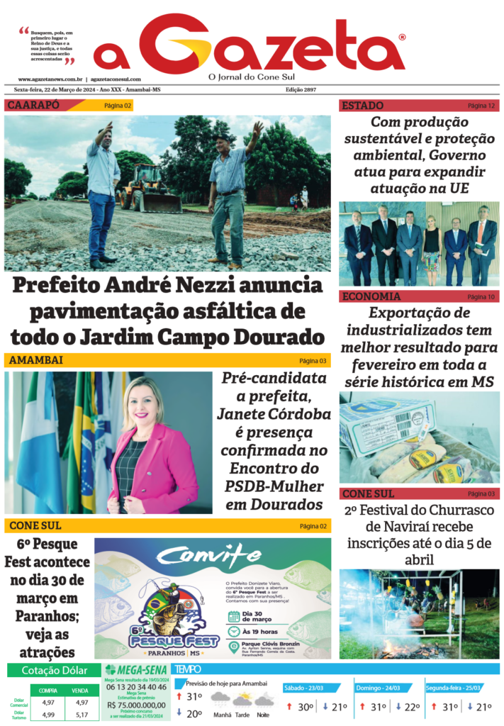 Jornal A Gazeta – Edição de 22 de março de 2024