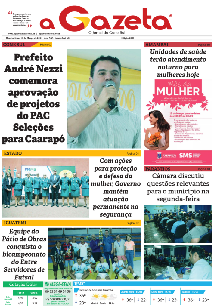 Jornal A Gazeta – Edição de 13 de março de 2024