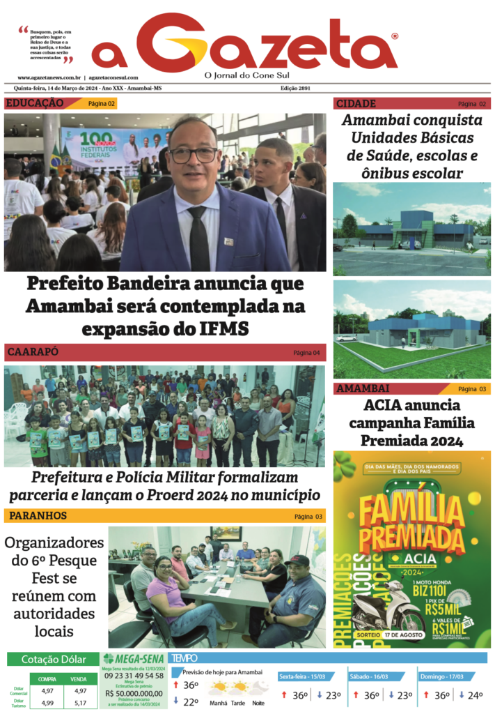 Jornal A Gazeta – Edição de 14 de março de 2024