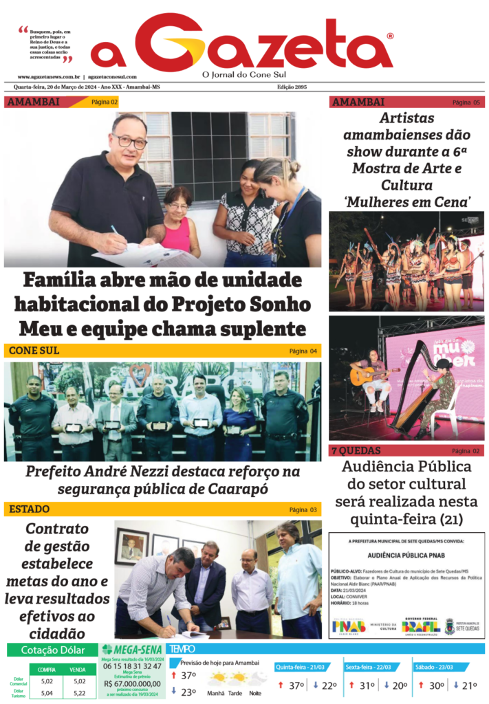 Jornal A Gazeta – Edição de 20 de março de 2024