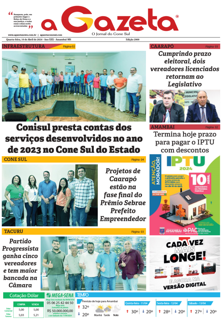 Jornal A Gazeta – Edição de 10 de abril de 2024