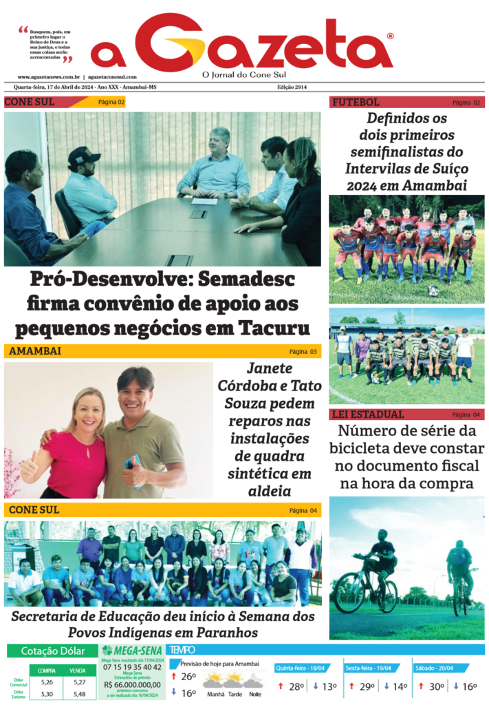 Jornal A Gazeta – Edição de 17 de abril de 2024
