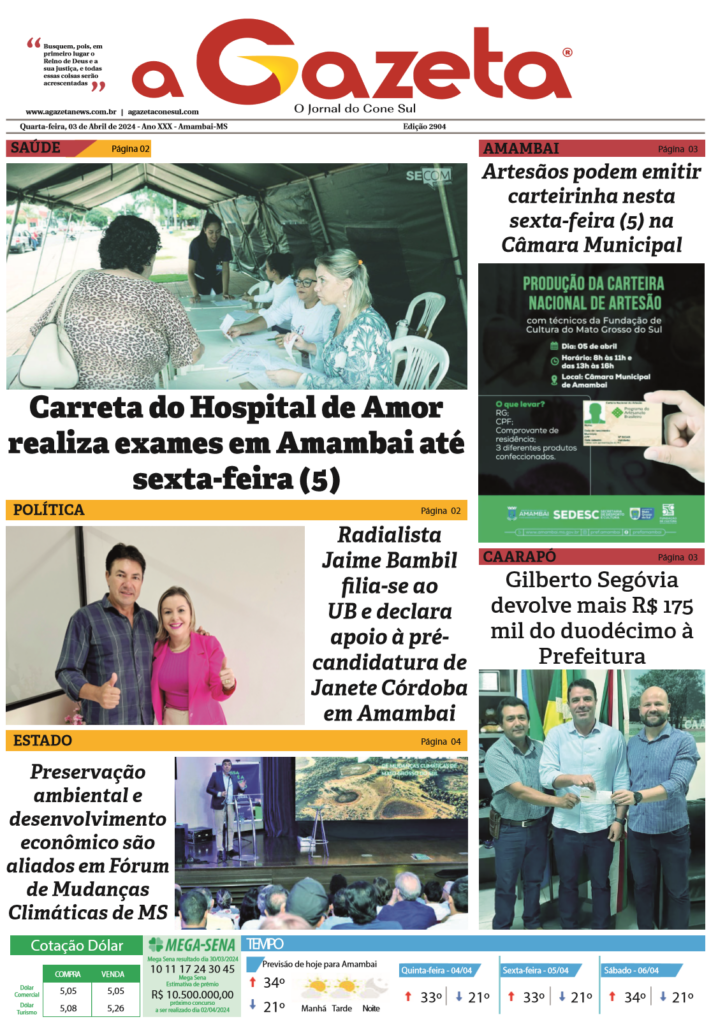 Jornal A Gazeta – Edição de 03 de abril de 2024