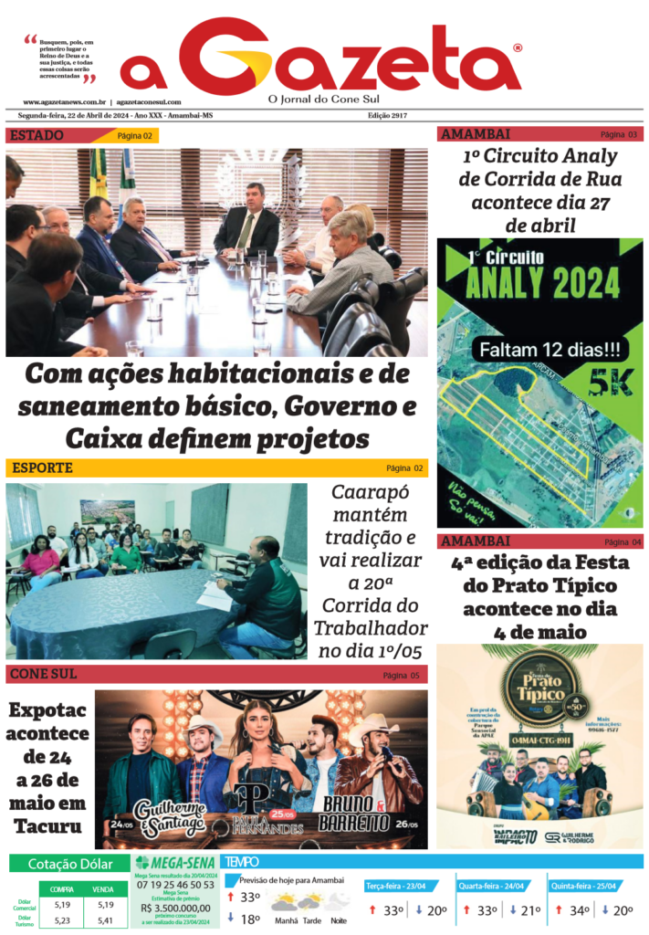 Jornal A Gazeta – Edição de 22 de abril de 2024