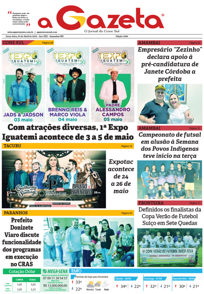 Jornal A Gazeta – Edição de 05 de abril de 2024