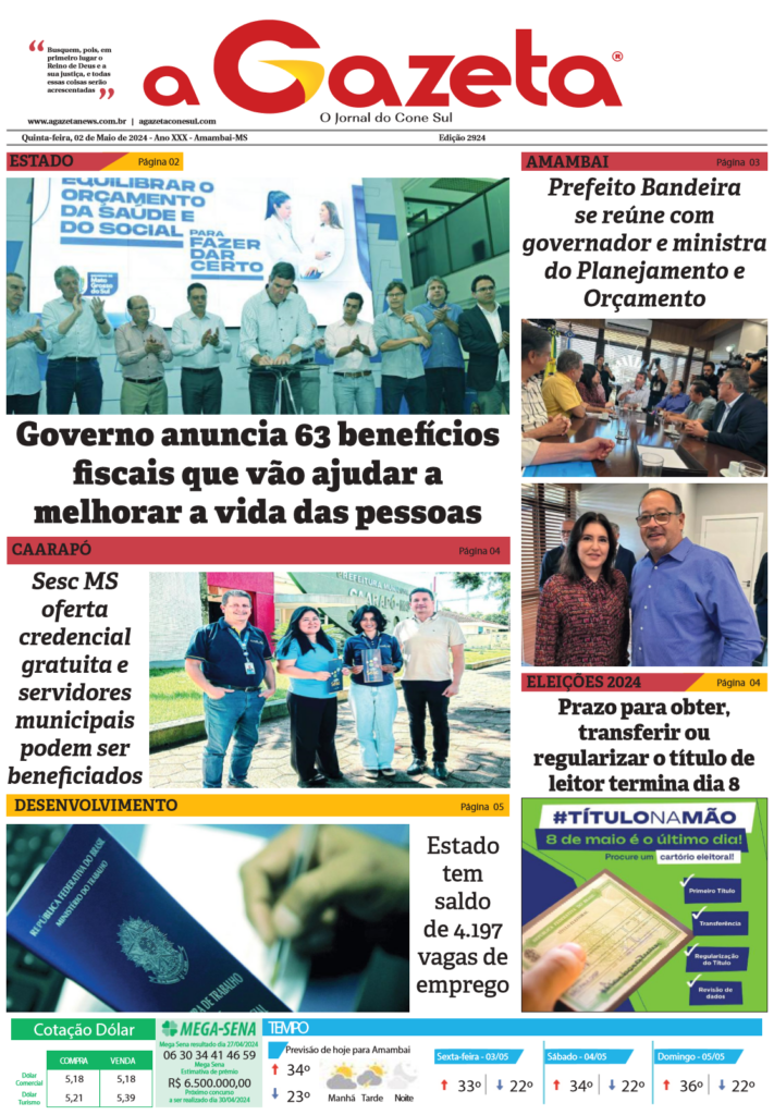 Jornal A Gazeta – Edição de 02 de maio de 2024